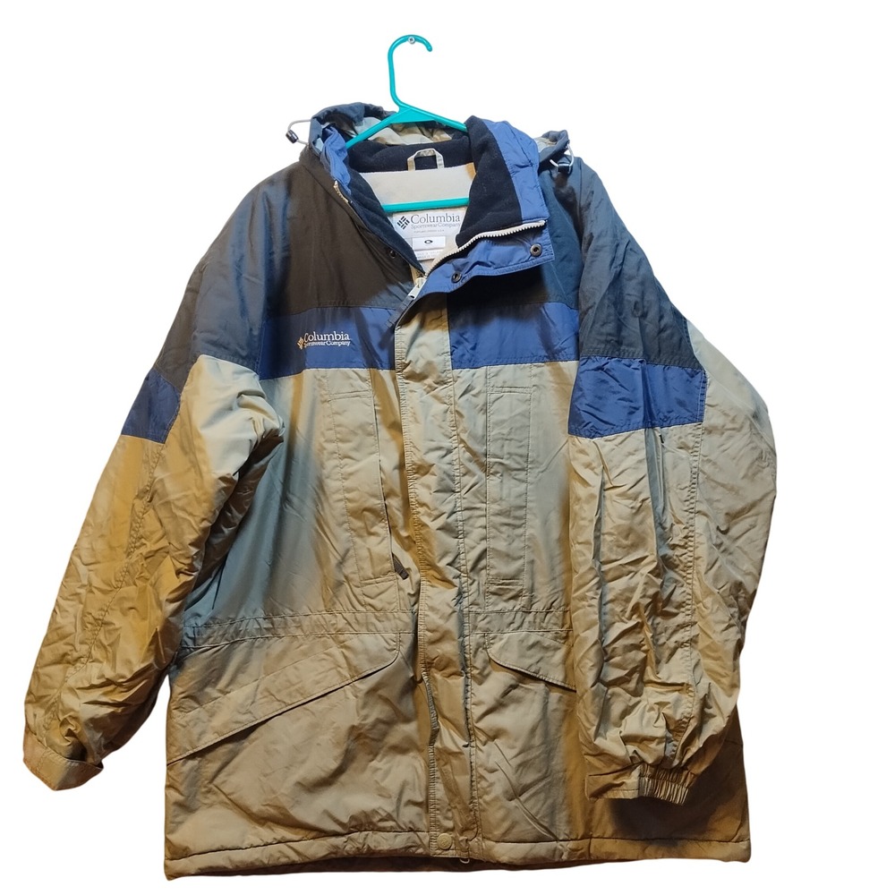 Columbia Sportswear Company Mens XL 3‎ in 1 Interchange Ski Jacket Coat Tan Blue